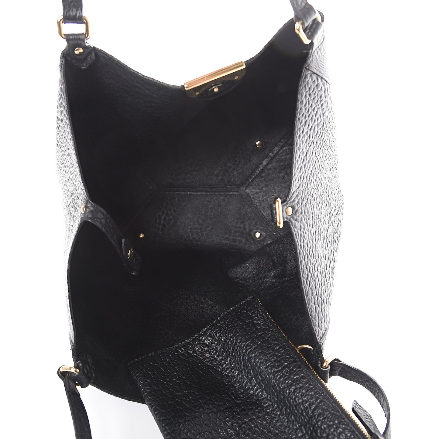 Signature Grain Calfskin Check Embossed Small Canterbury Tote Black