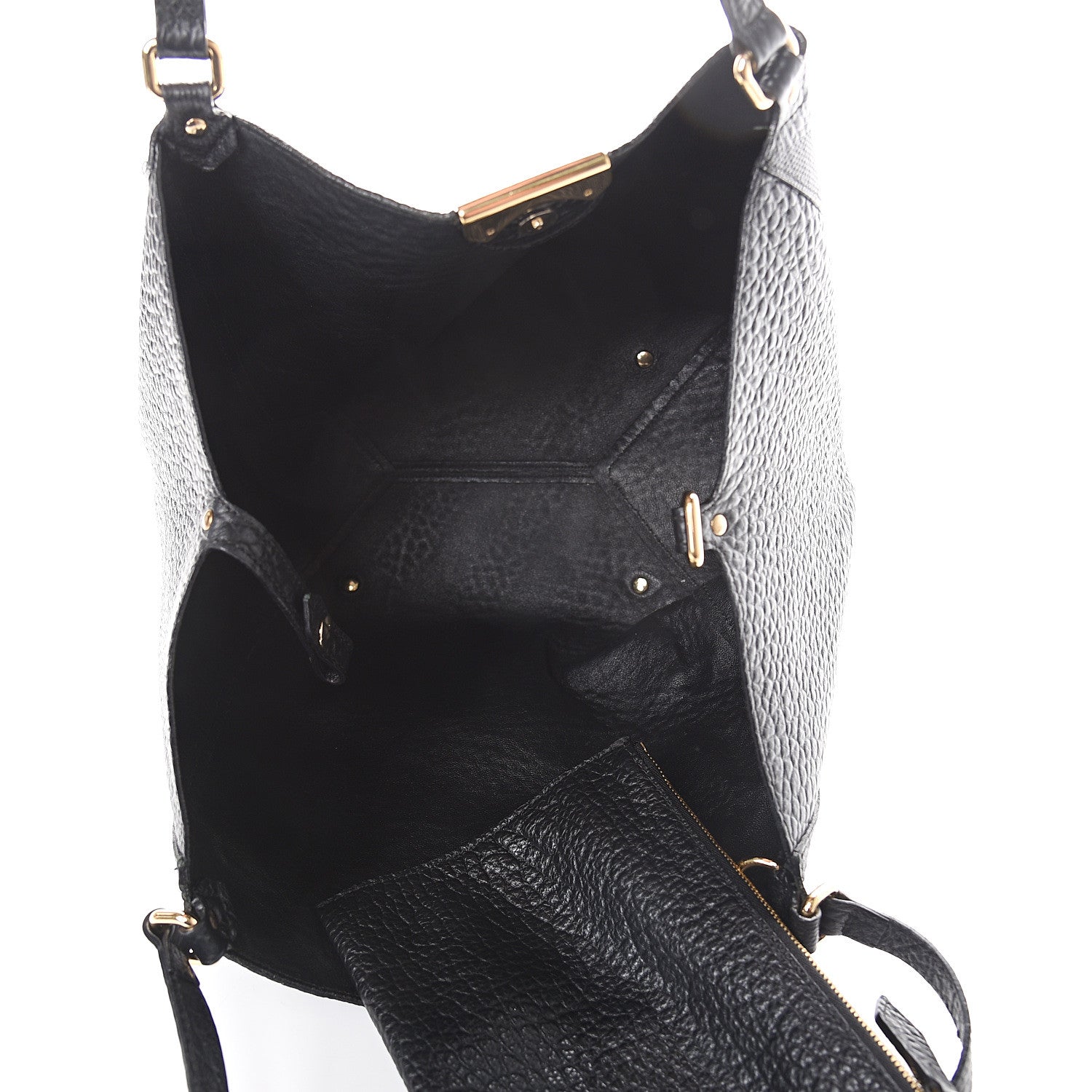 Burberry Signature Grain Calfskin Check Embossed Small Canterbury Tote Black 4 of 8