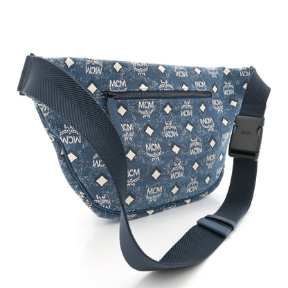 MCM Jacquard Visetos Fursten Belt Bag Denim Blue 3 of 10