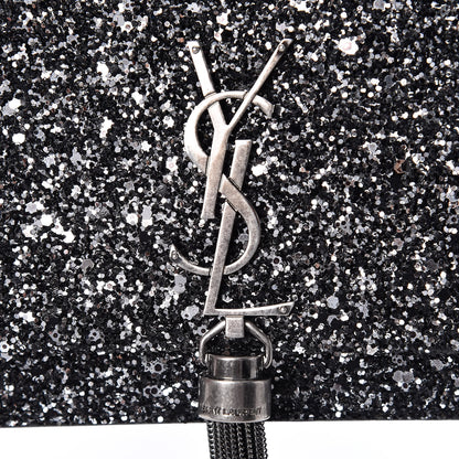 Saint Laurent Metallic Glitter Classic Monogram Kate Tassel Chain Wallet Gun Metal Black 8 of 8