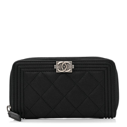 Chanel Caviar Quilted Small Boy Zip Around Wallet Black 1 of 9