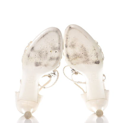 Chanel Lambskin Enamel Pearl CC Braided Sandals 39.5 Ivory 8 of 12