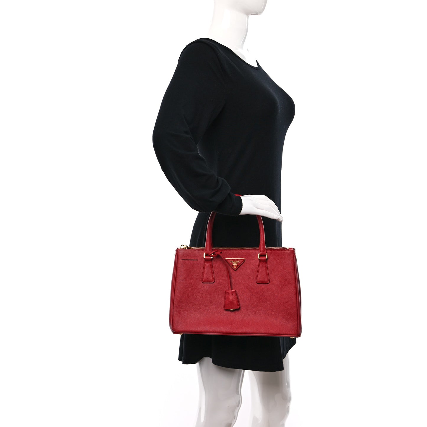 Saffiano Small Galleria Double Zip Tote Fuoco