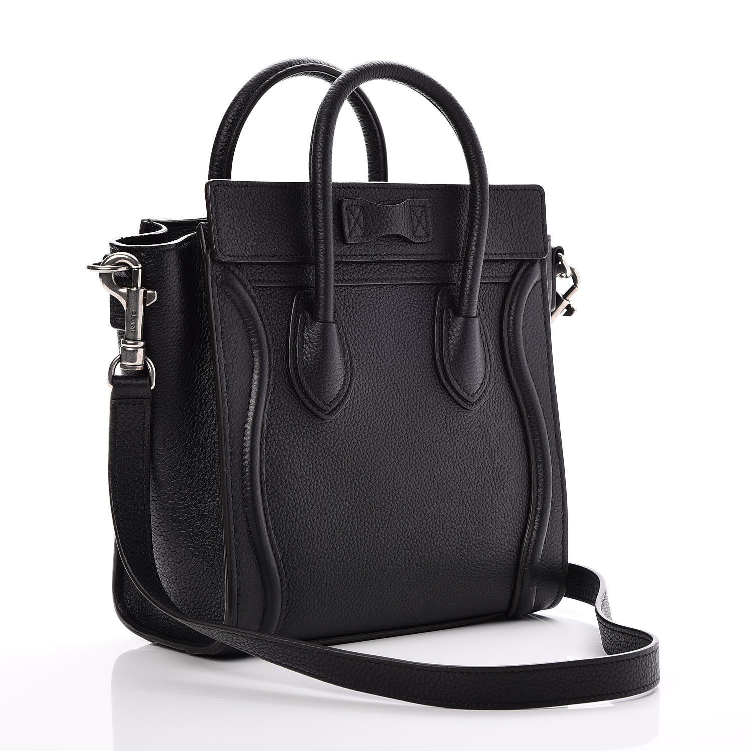 Celine Drummed Calfskin Nano Luggage Black 3 of 8