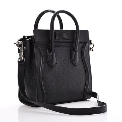 Celine Drummed Calfskin Nano Luggage Black 3 of 8