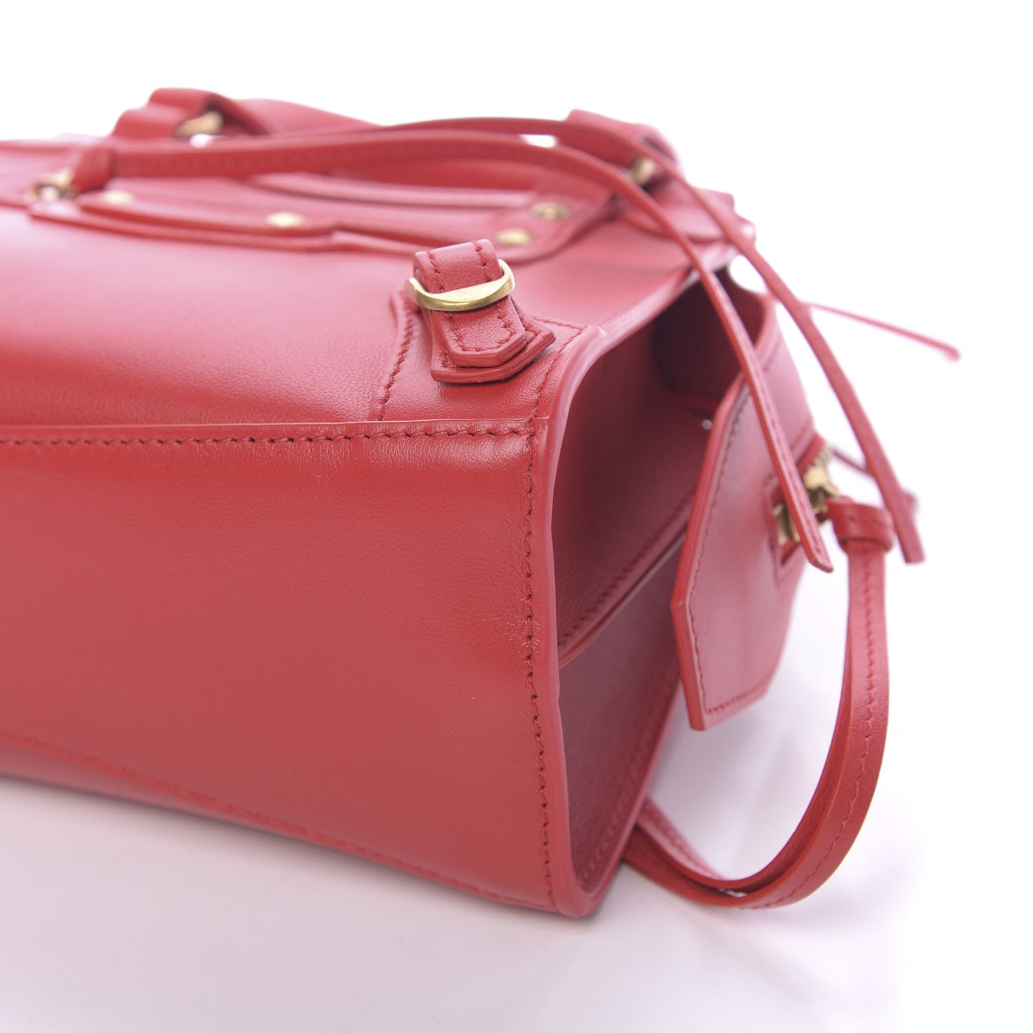 Balenciaga Smooth Calfskin Neo Classic Brass Hardware Mini City Red 9 of 10