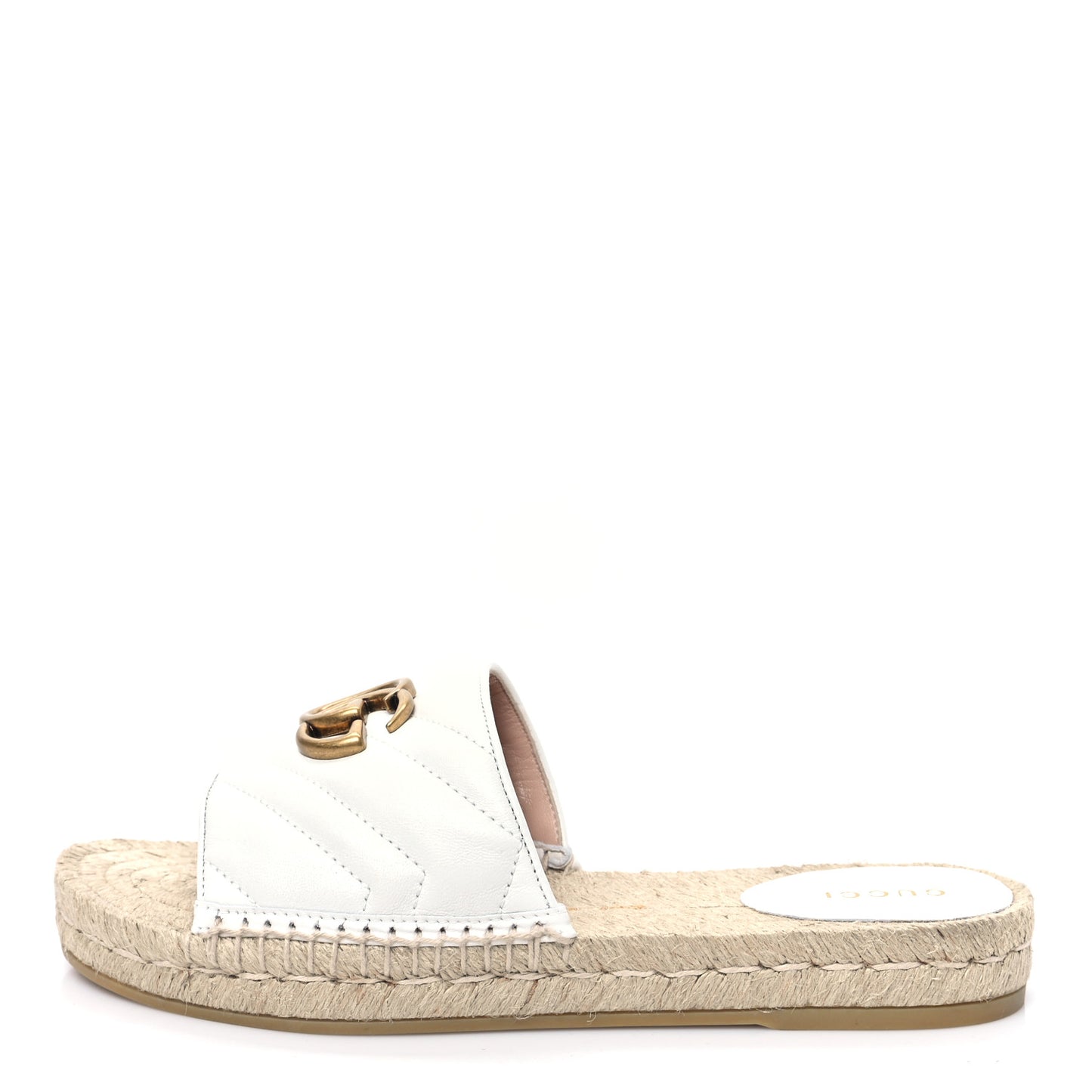 Nappa Matelasse GG Marmont Espadrille Slide Sandals 37 Great White