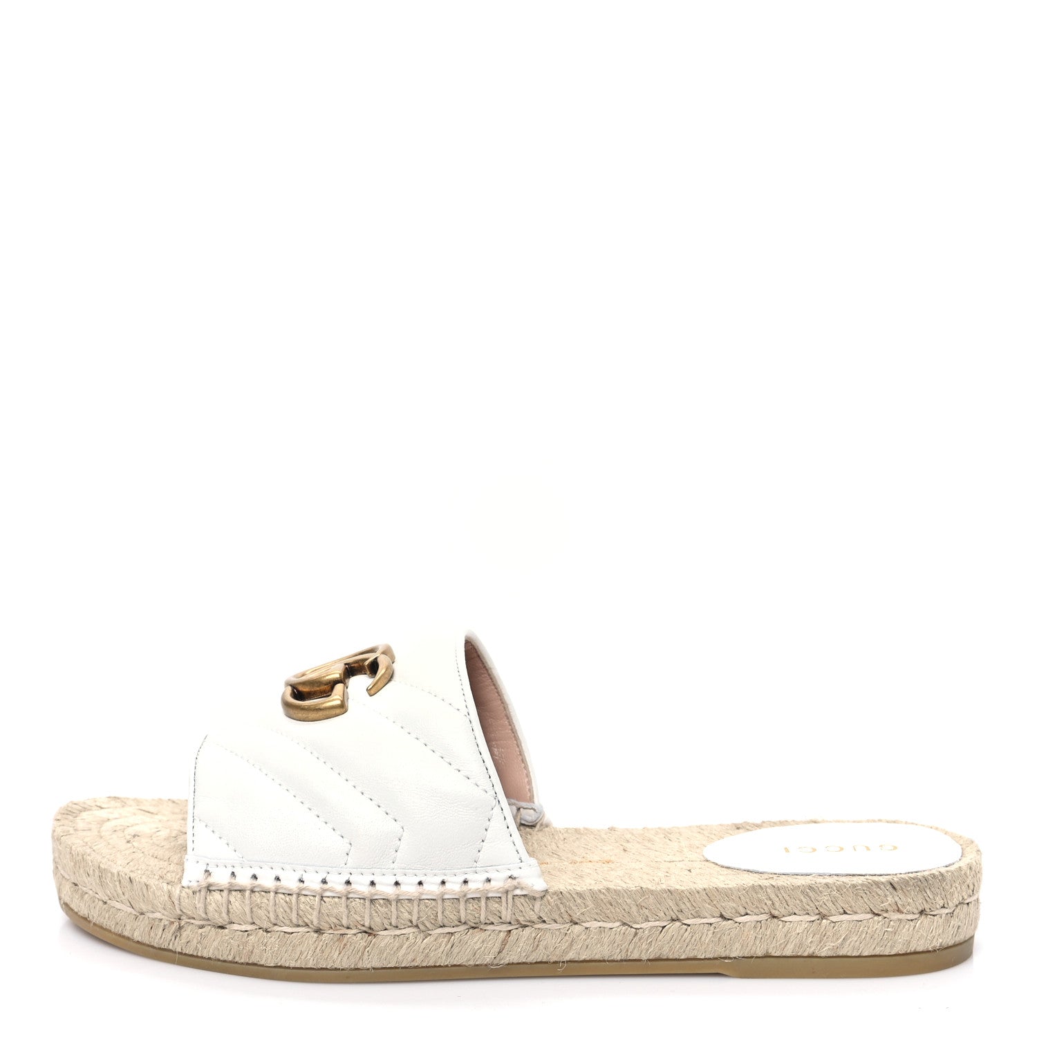 Gucci Nappa Matelasse GG Marmont Espadrille Slide Sandals 37 Great White 1 of 10