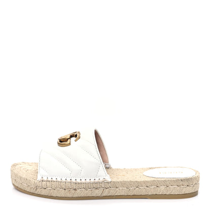 Gucci Nappa Matelasse GG Marmont Espadrille Slide Sandals 37 Great White 1 of 10