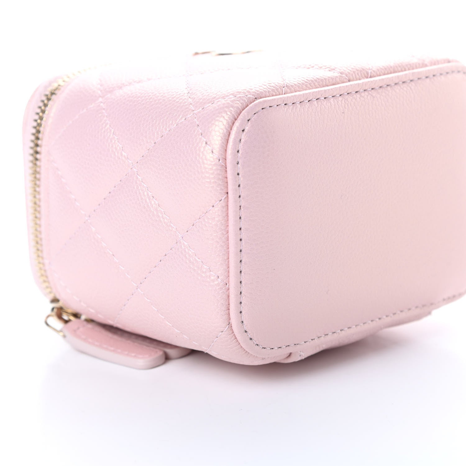 Chanel Iridescent Caviar Quilted Mini Pearl On Top Vanity Case With Chain Light Pink 10 of 11