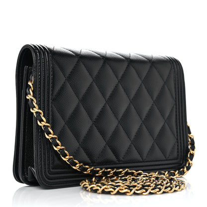 Chanel Caviar Quilted Boy Wallet On Chain WOC Black 3 of 11