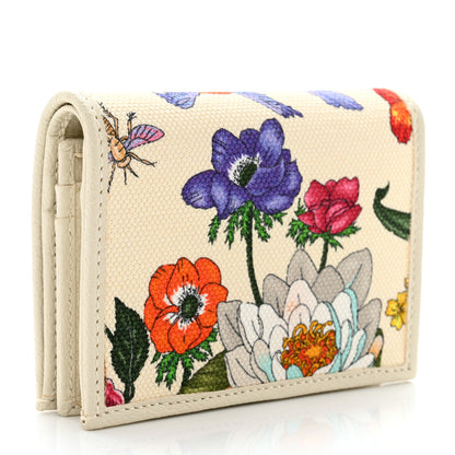 Gucci Canvas Flora Card Case Wallet White 3 of 8
