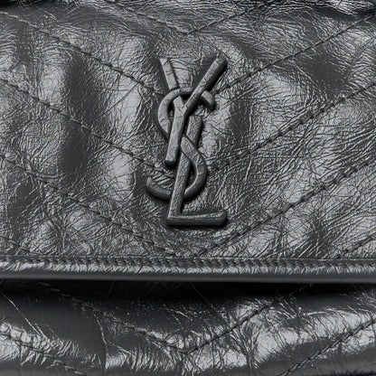 Saint Laurent Crinkled Calfskin Matelasse Monogram Baby Niki Chain Satchel Storm 9 of 11