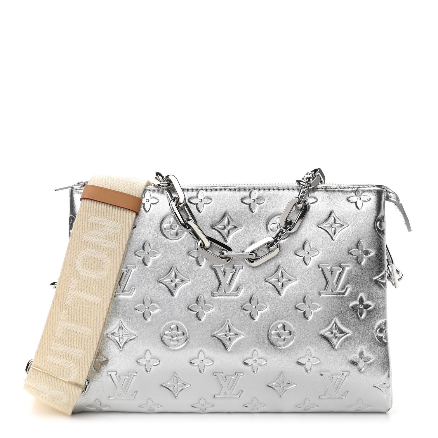 Louis Vuitton Metallic Lambskin Embossed Monogram Coussin PM Silver 1 of 9
