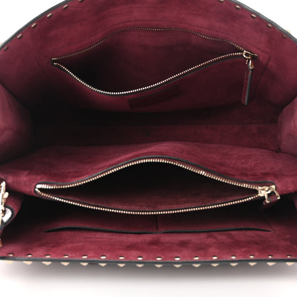 Valentino Garavani Grained Calfskin Medium Rockstud Double Handle Horizontal Tote Rubin 5 of 11