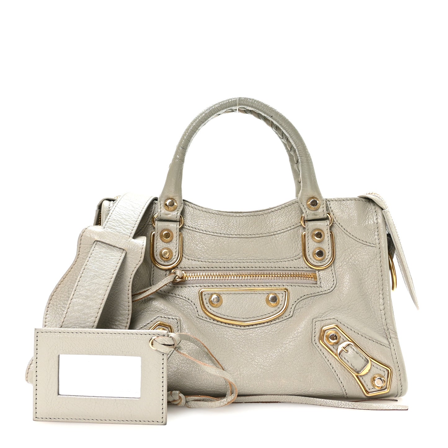 Chevre Gold Metallic Edge Hardware Mini City Gris Glace
