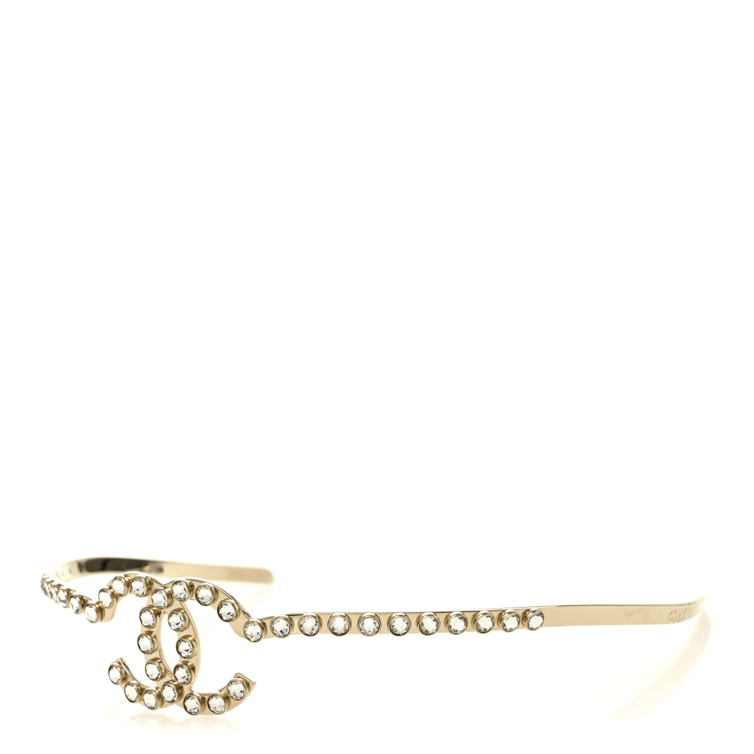 Chanel Metal Crystal CC Headband Light Gold 3 of 5