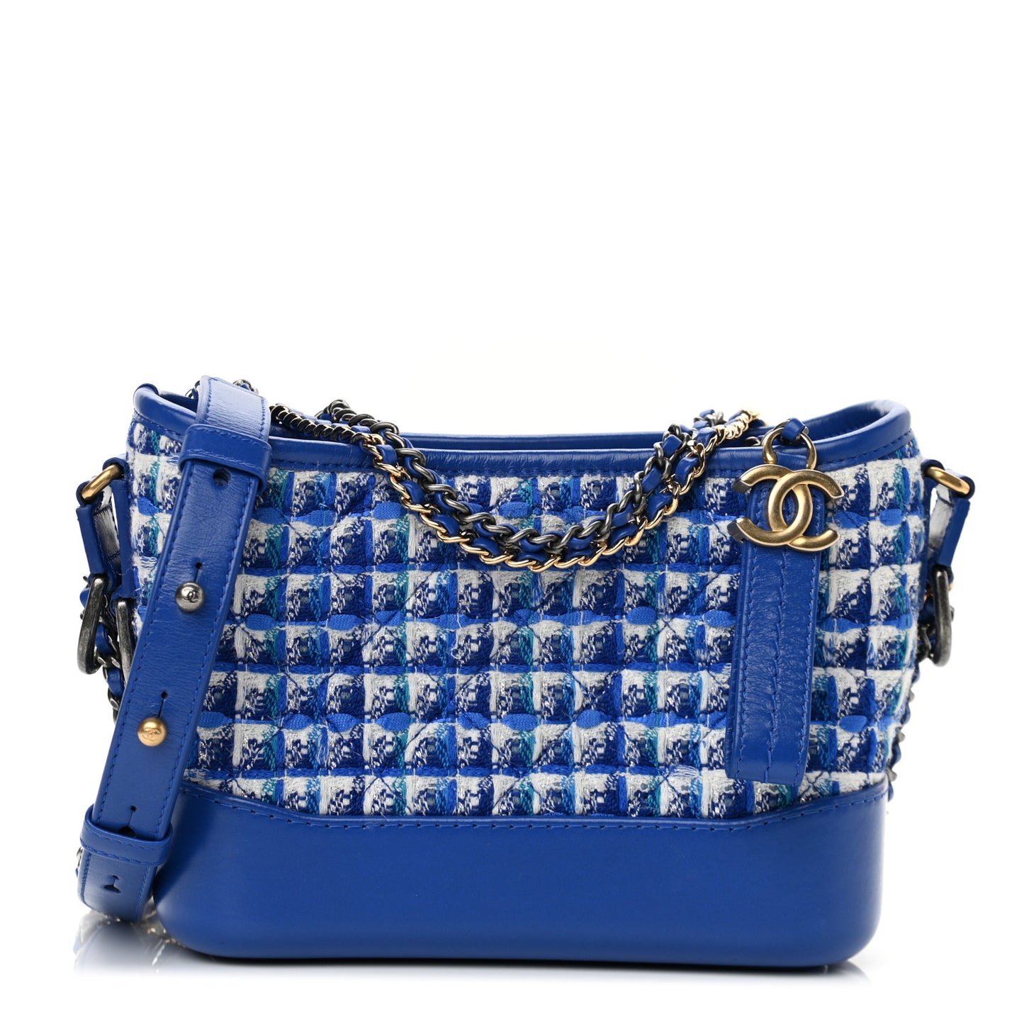 Tweed Calfskin Small Gabrielle Hobo Royal Blue