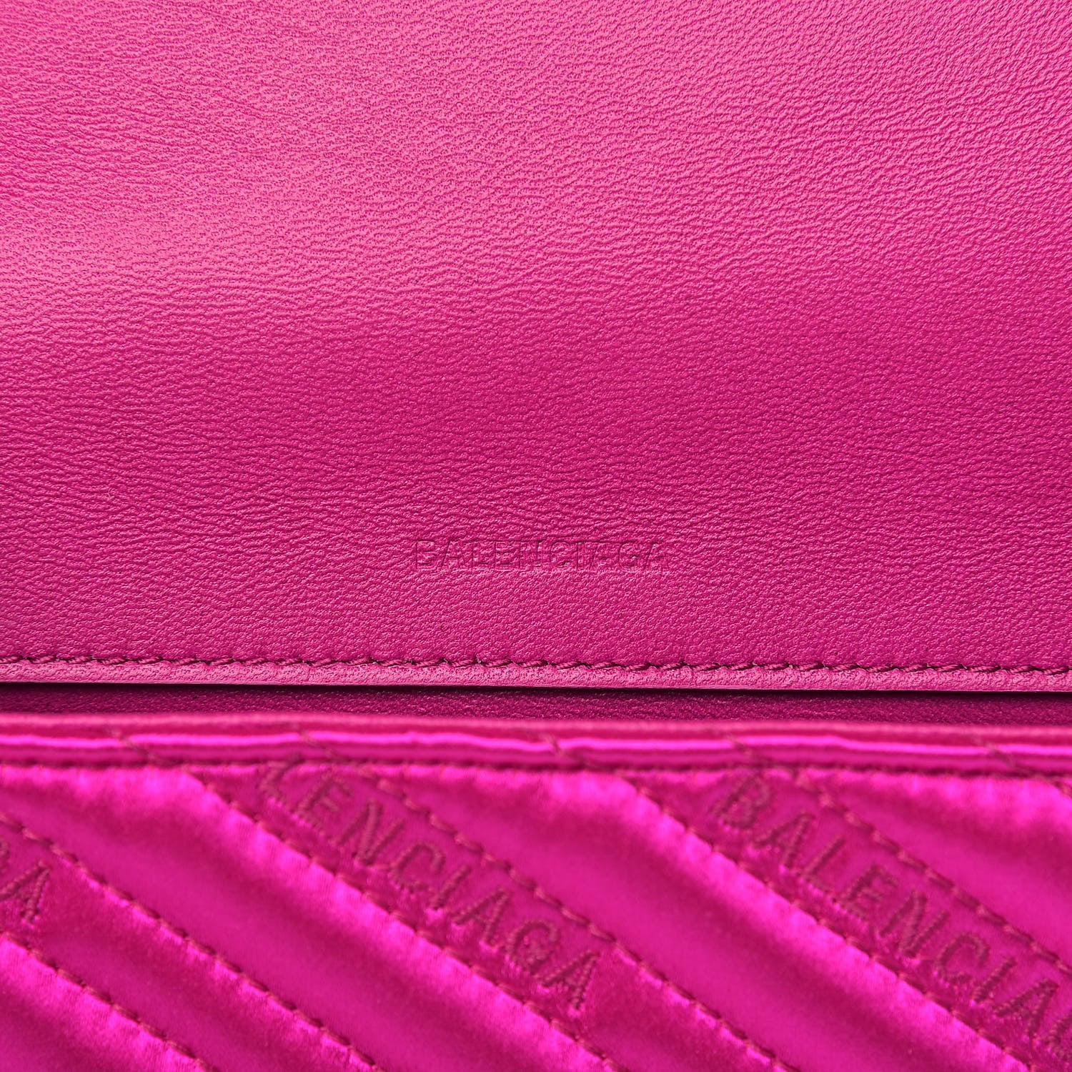 Balenciaga Satin Jacquard Logo Matelasse BB Chain Wallet Fuchsia 6 of 9