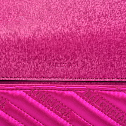 Balenciaga Satin Jacquard Logo Matelasse BB Chain Wallet Fuchsia 6 of 9