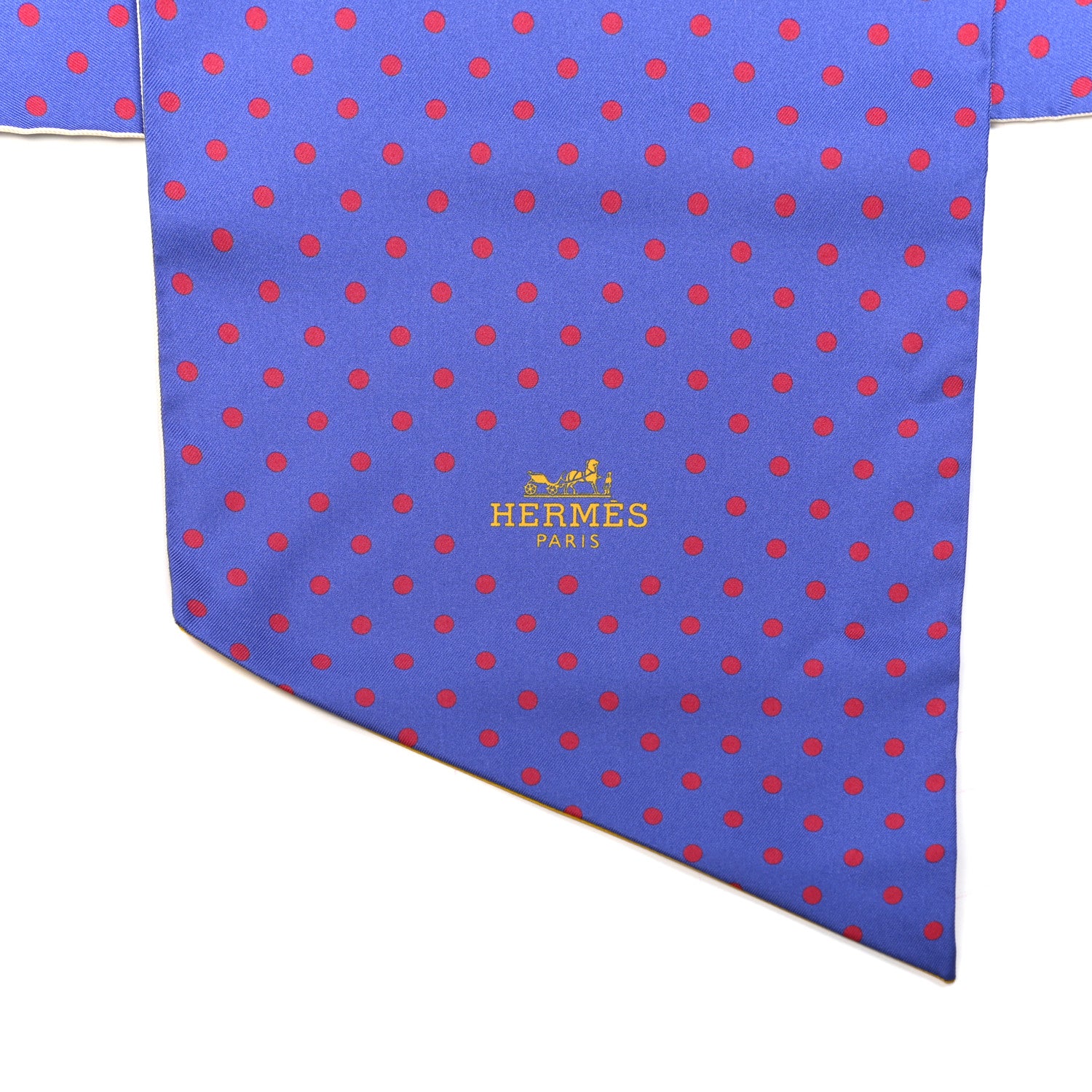 Hermes Silk Lettres Et Pois Maxi Twilly Cut Violet Jaune Vanille 2 of 4