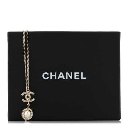 Chanel Pearl Crystal CC Pendant Necklace Gold 7 of 7
