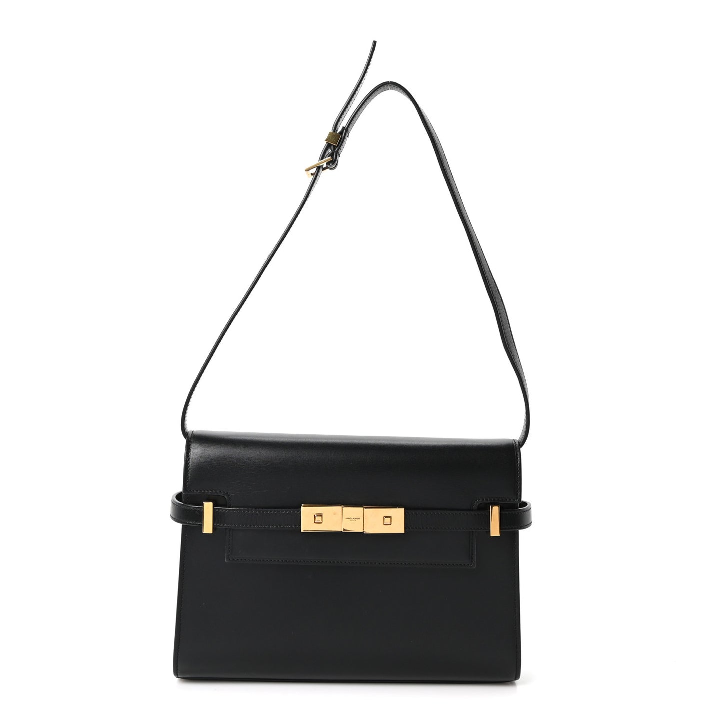 Smooth Calfskin Small Manhattan Shoulder Bag Black
