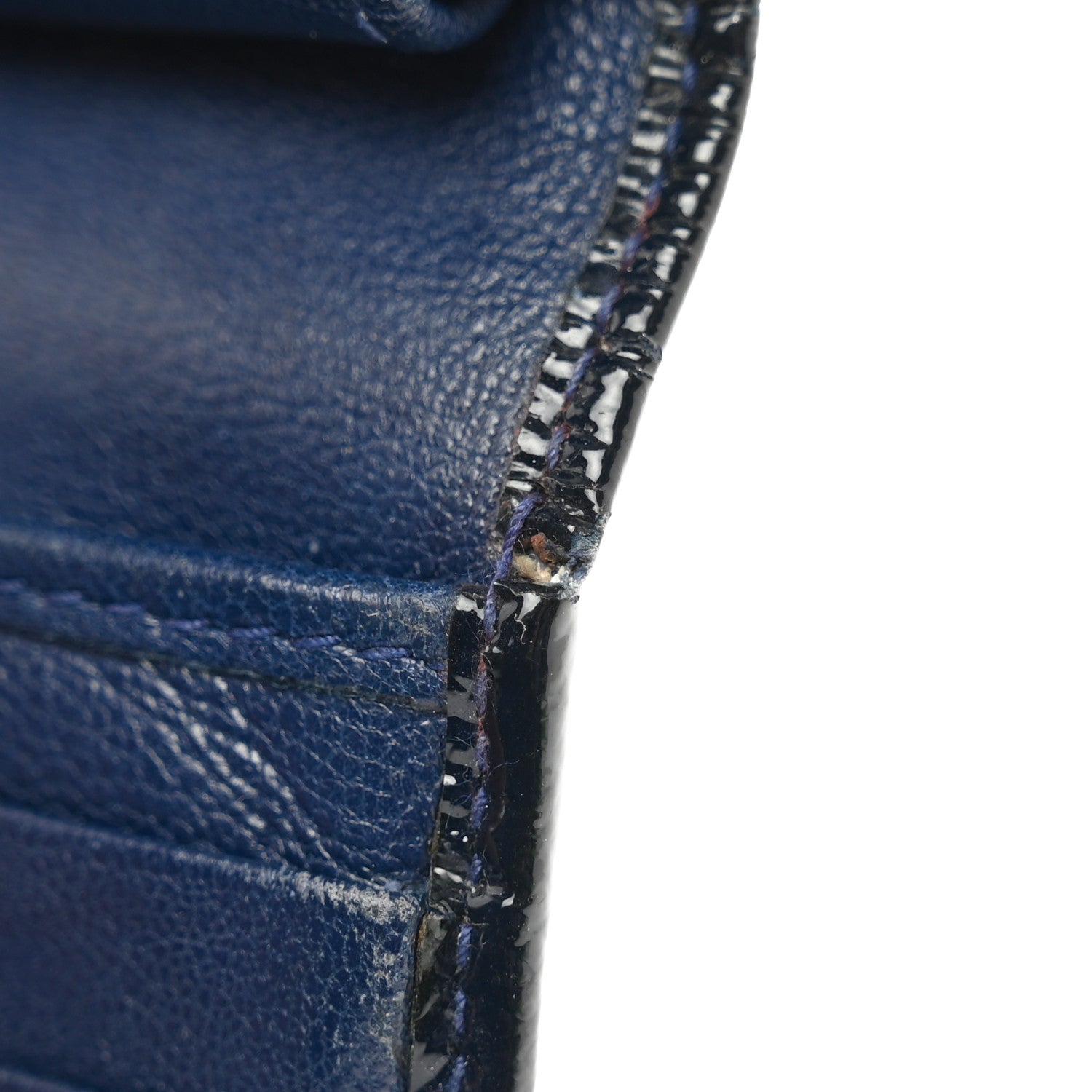 Prada Saffiano Vernice Tri-Fold Compact Wallet Navy Blue 12 of 12