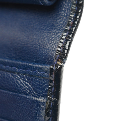 Prada Saffiano Vernice Tri-Fold Compact Wallet Navy Blue 12 of 12