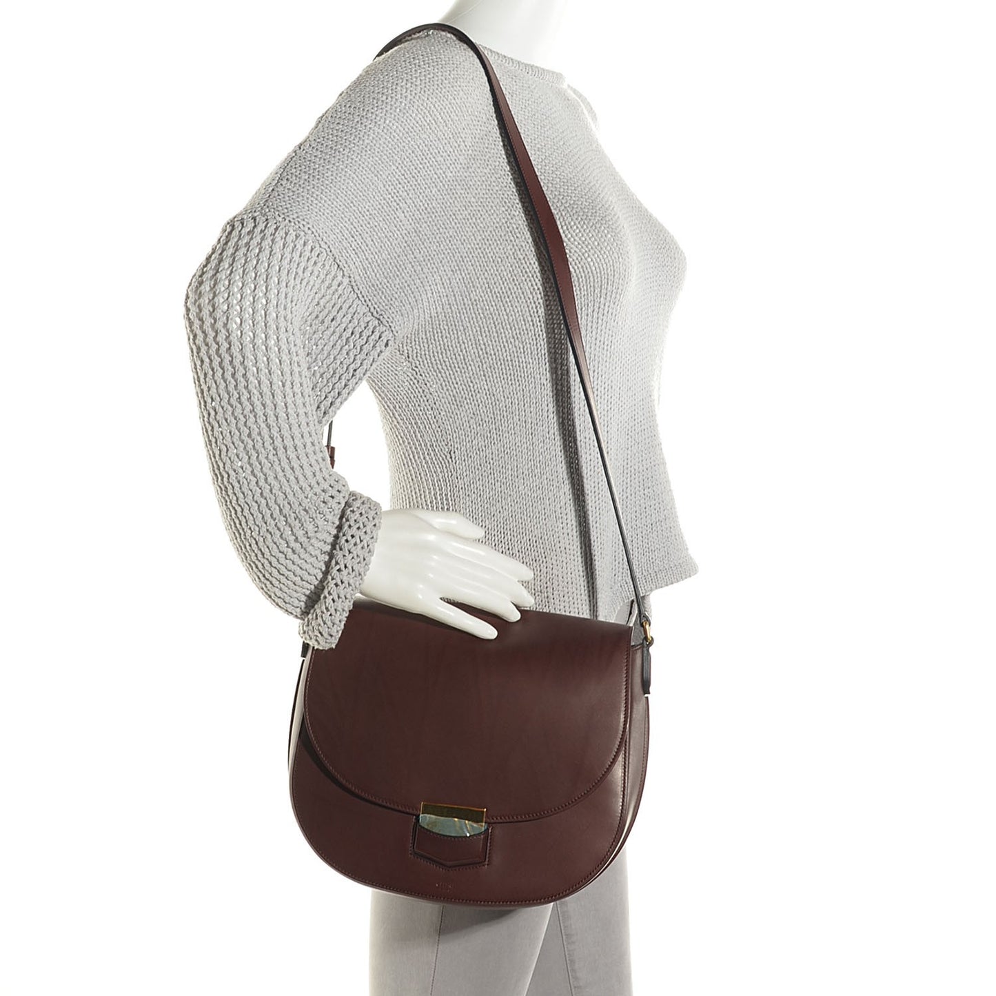 Natural Calfskin Medium Trotteur Burgundy