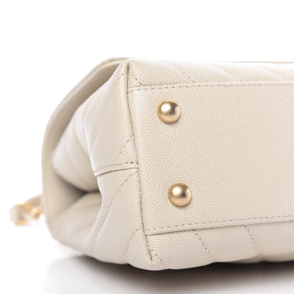 Chanel Caviar Chevron Quilted Mini Coco Handle Flap Ivory 6 of 11