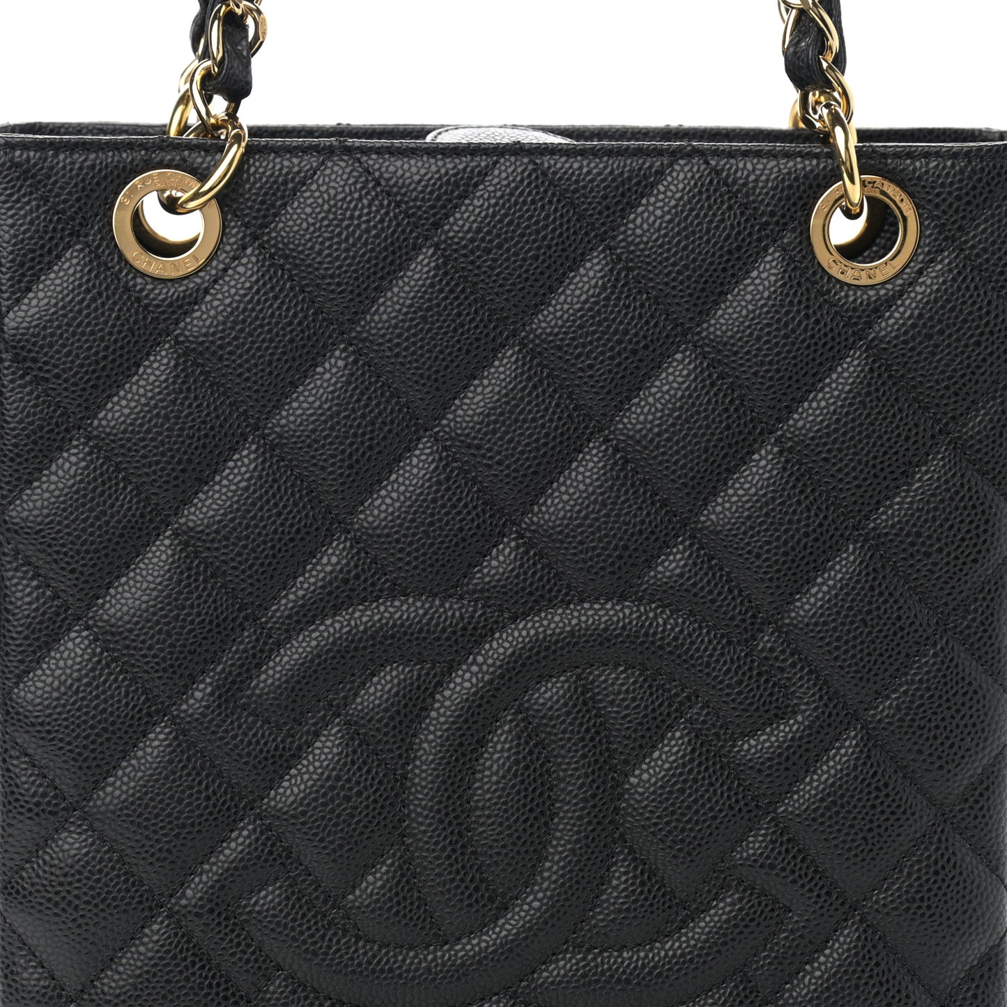 Caviar Quilted Petit Shopping Tote PST Black