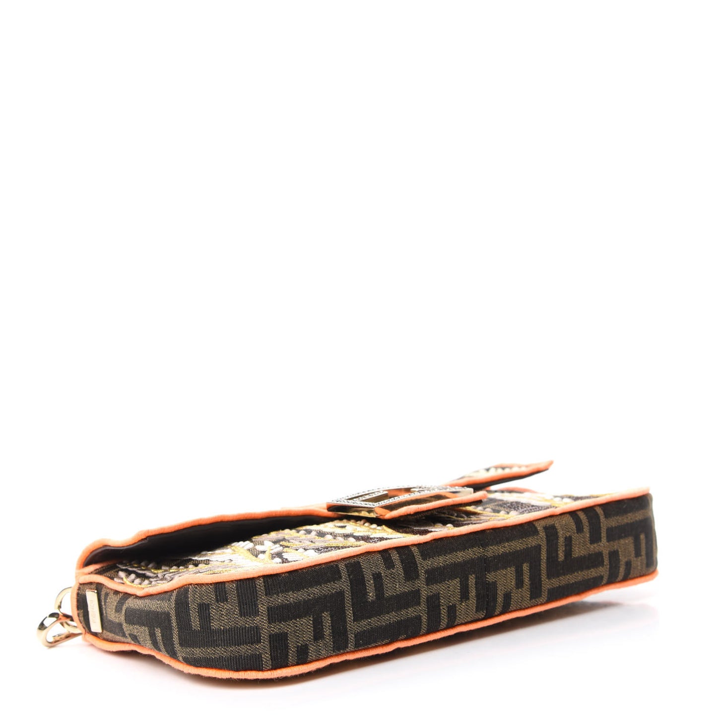 Fabric Jacquard FF 1974 Plant Embroidered Baguette Tobacco Moro Orange