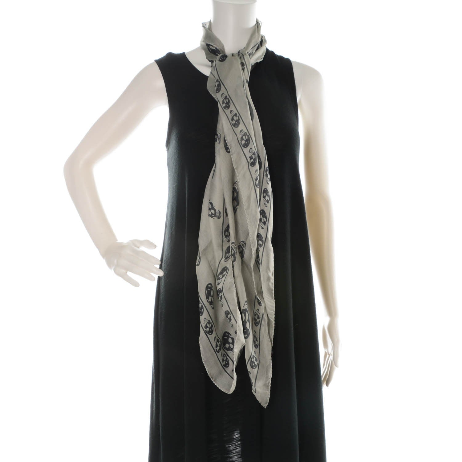 Alexander McQueen Silk Chiffon Skull Scarf Grey 2 of 6
