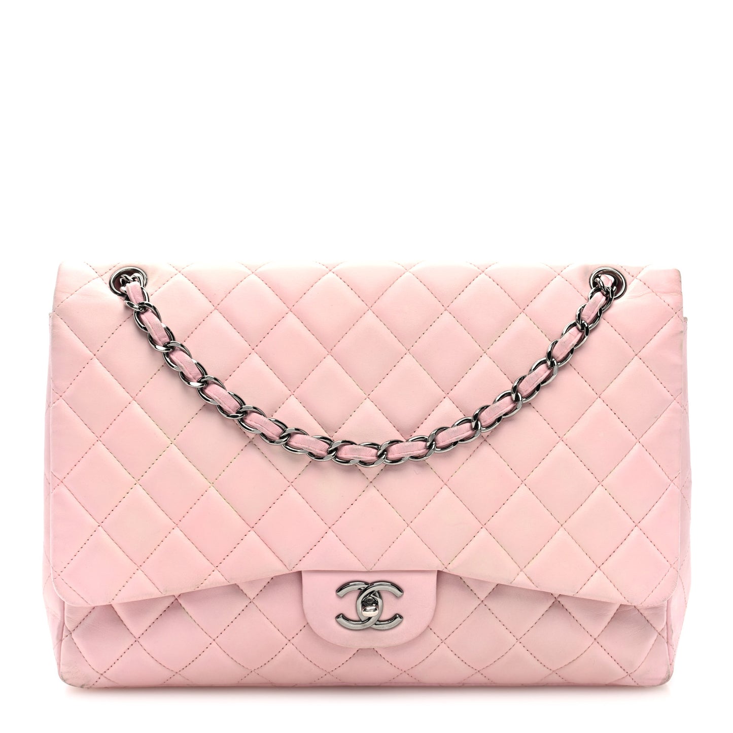 Lambskin Quilted Maxi Single Flap Pink