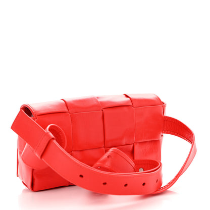 Bottega Veneta Paper Calfskin Intrecciato Cassette Belt Bag Bright Red 3 of 9