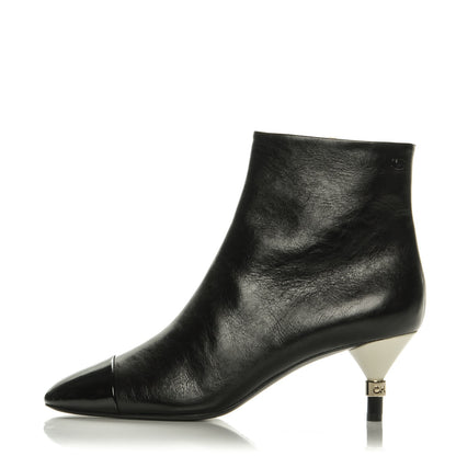 Chanel Crumpled Patent Calfskin Cap Toe Short Boots 40 Black 1 of 10