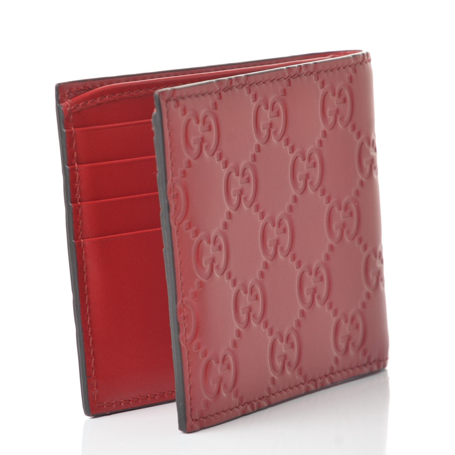 Gucci Guccissima Bi-Fold Wallet Red 3 of 8