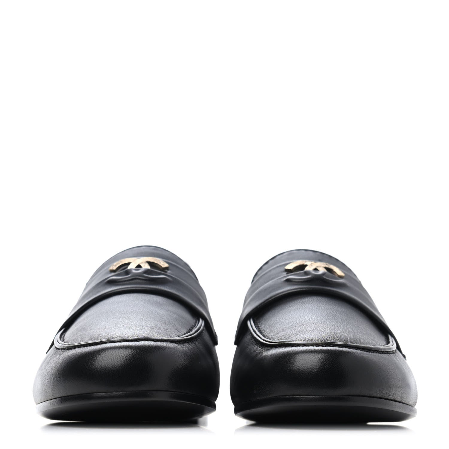 Chanel Lambskin CC Loafers 36.5 Black 2 of 4