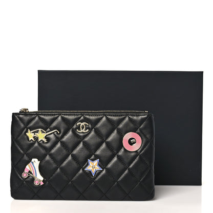 Chanel Lambskin Quilted Hollywood Charms Cosmetic Case Black 9 of 9