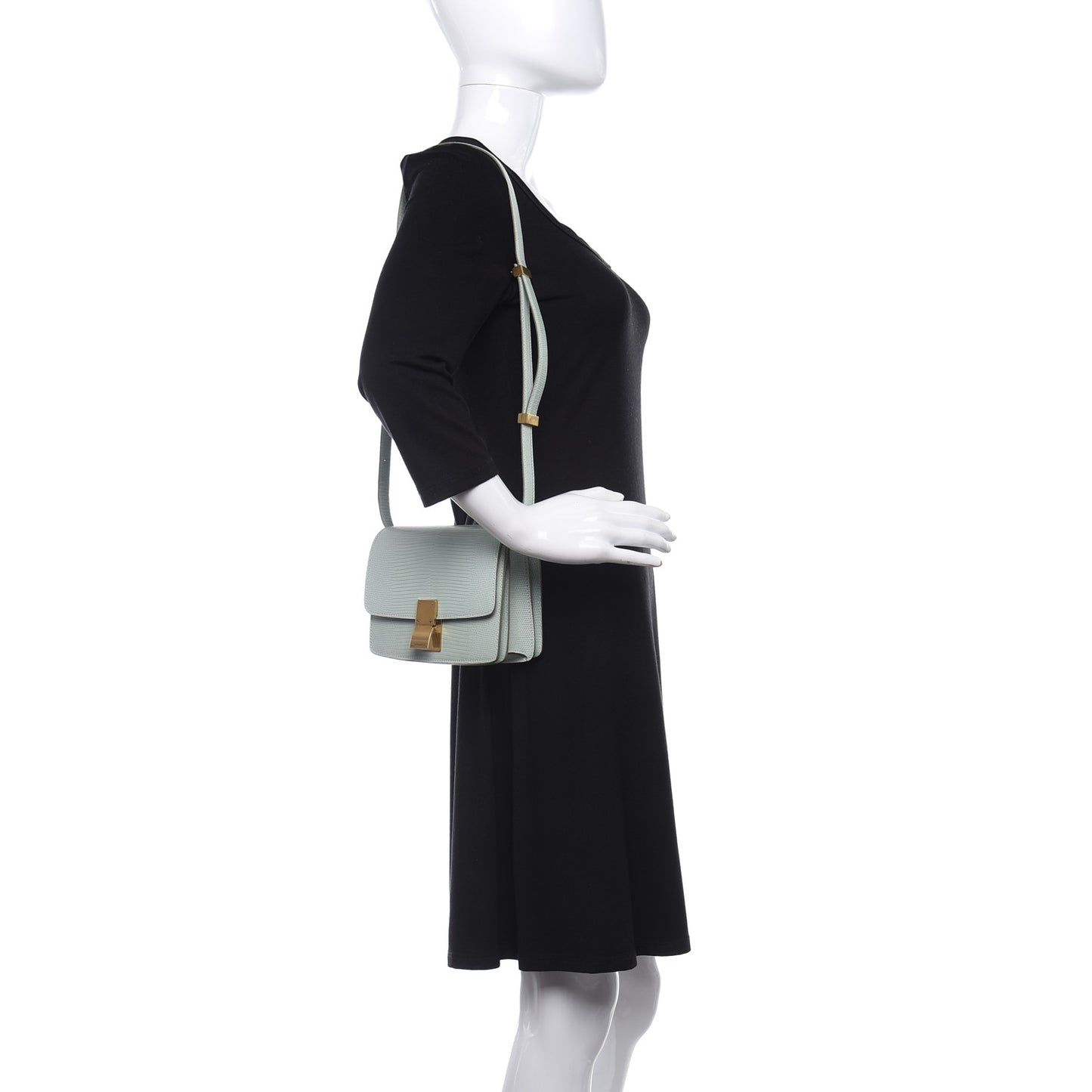 Lizard Small Classic Box Flap Bag Pastel Green