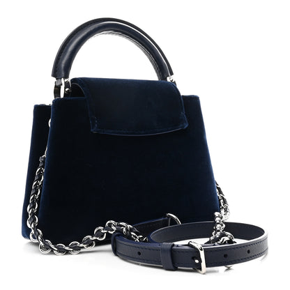 Louis Vuitton Velvet Crystal Capucines Mini Midnight Blue 3 of 9