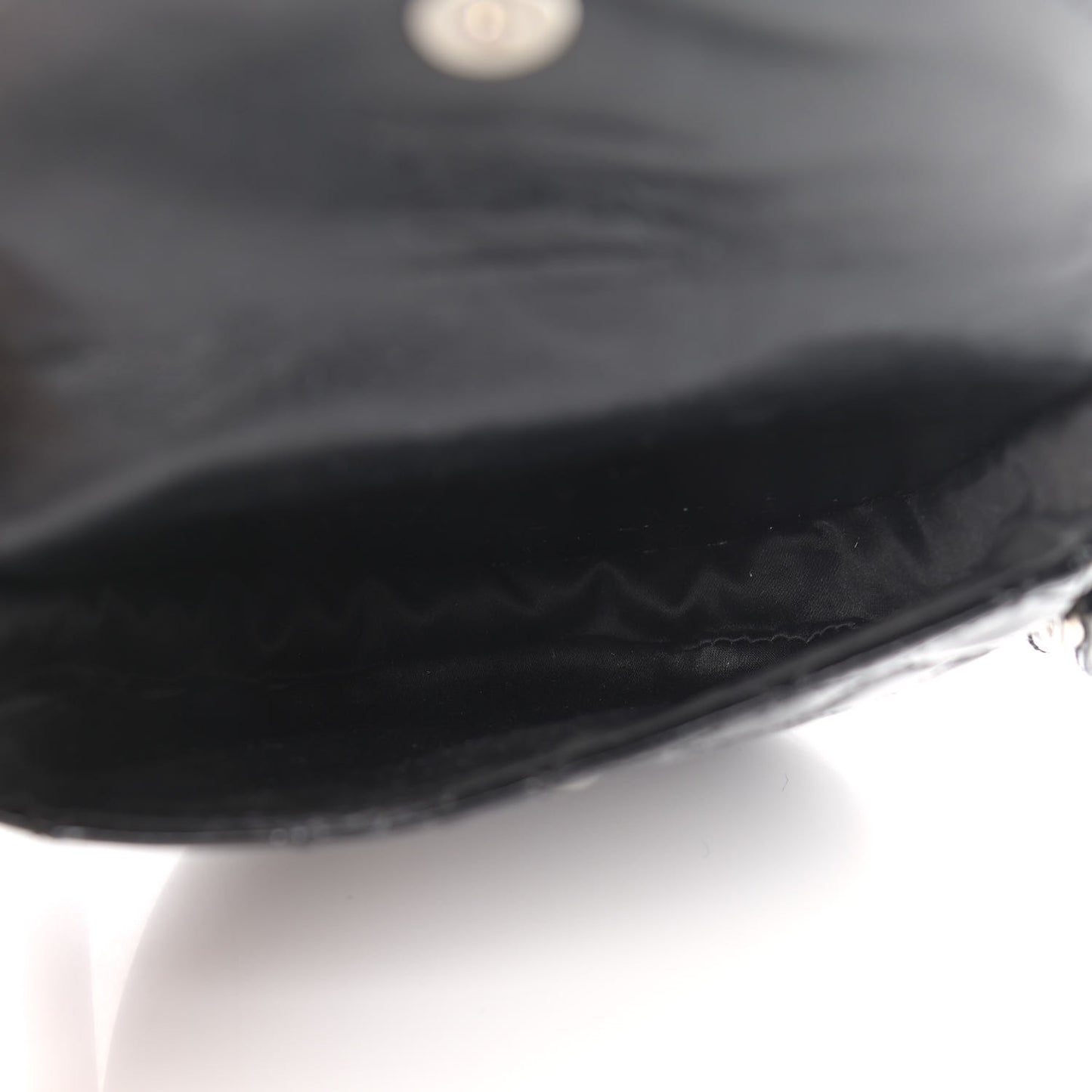 Patent Calfskin Quilted Mini Crossbody Bag Black