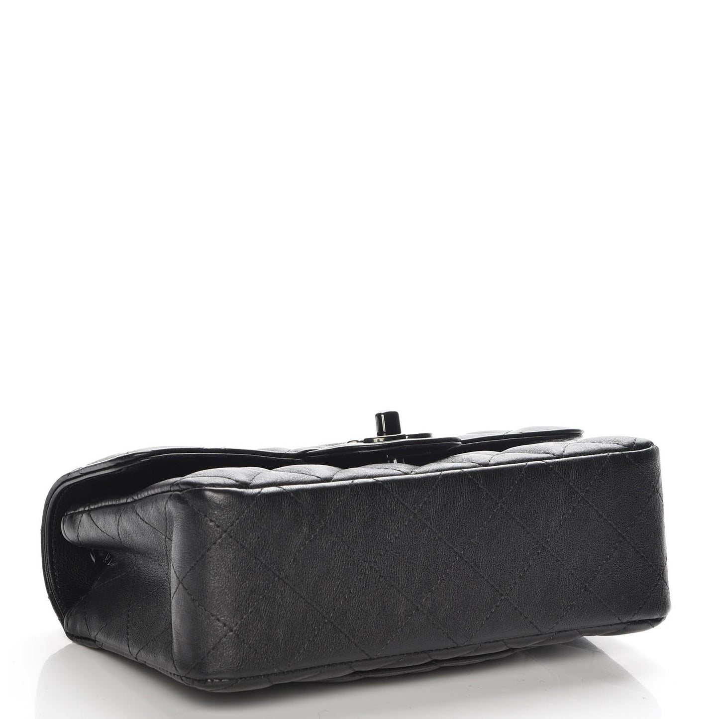 Crumpled Calfskin Quilted Mini Rectangular Flap So Black
