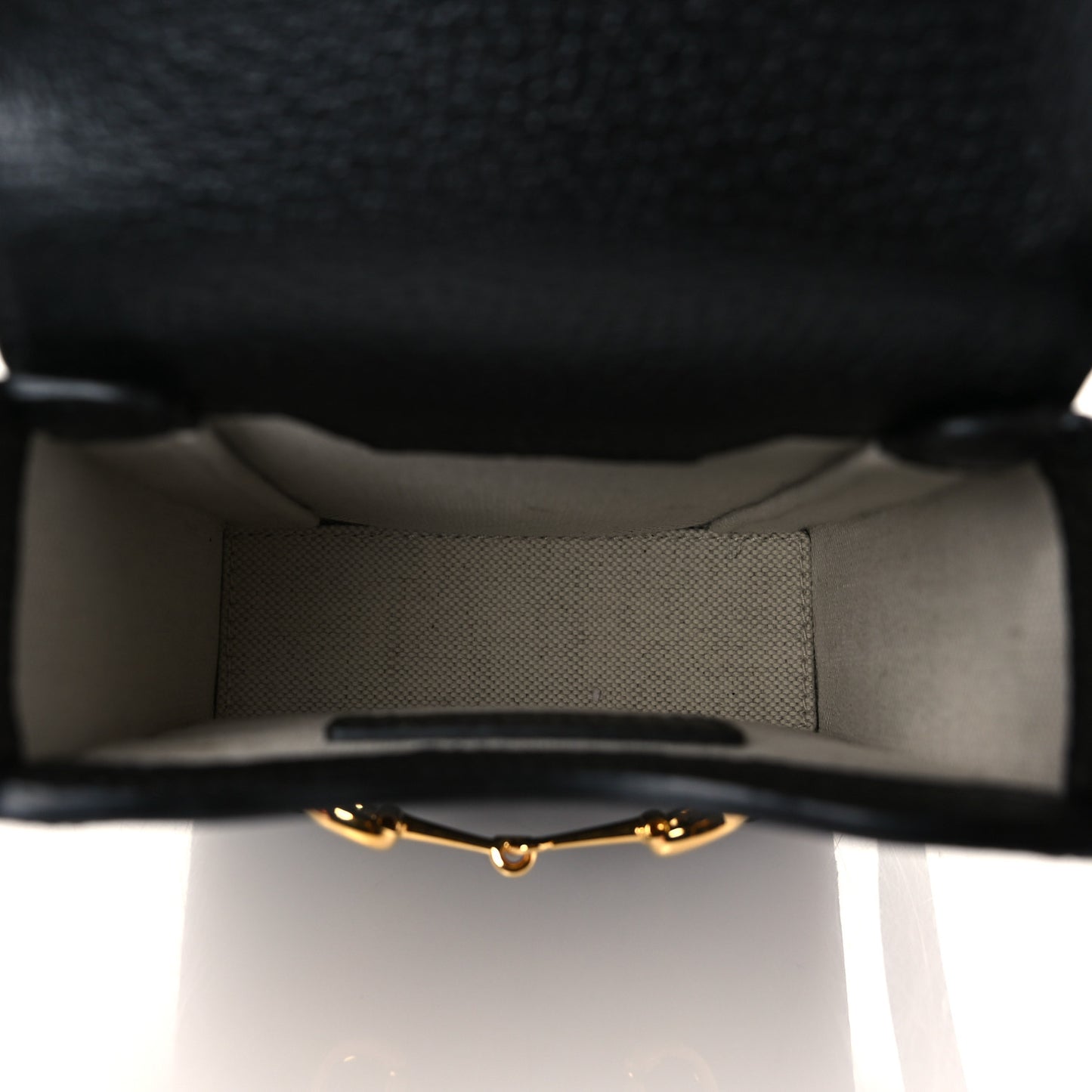 Jacquard Black Denim GG Monogram Textured Dollar Calfskin Mini Horsebit 1955 Crossbody Bag Black Ivory