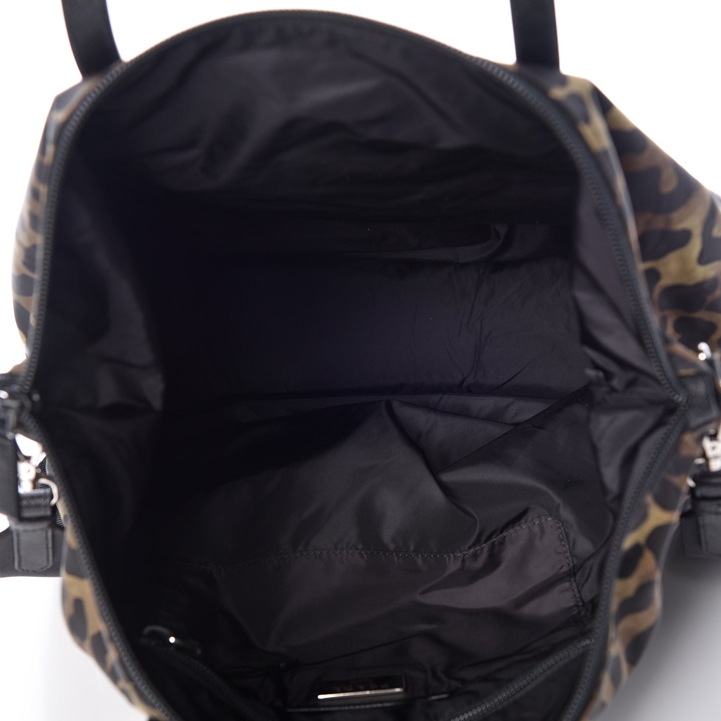 Tessuto Nylon Saffiano Leopard Print Tote Mimetico
