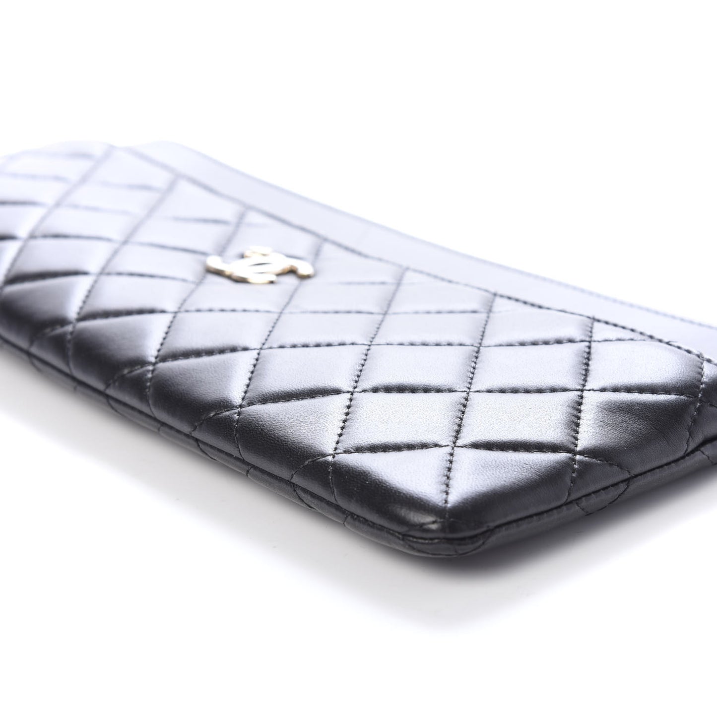 Lambskin Quilted Flap Clutch Black
