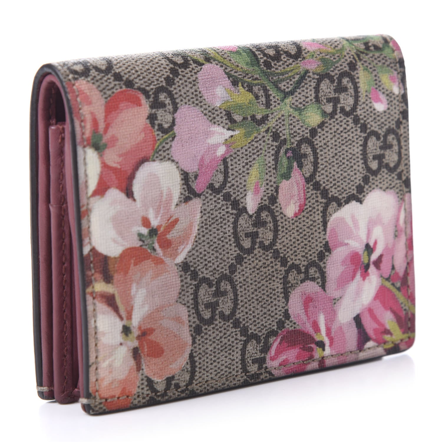 Gucci GG Supreme Monogram Blooms Card Case Beige Multicolor Dry Rose 3 of 12