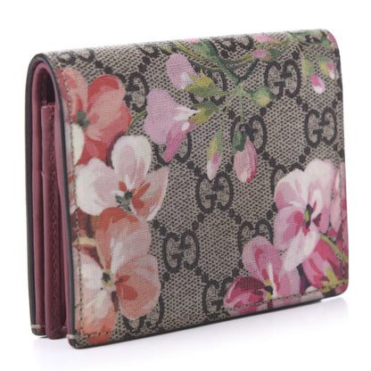 Gucci GG Supreme Monogram Blooms Card Case Beige Multicolor Dry Rose 3 of 12