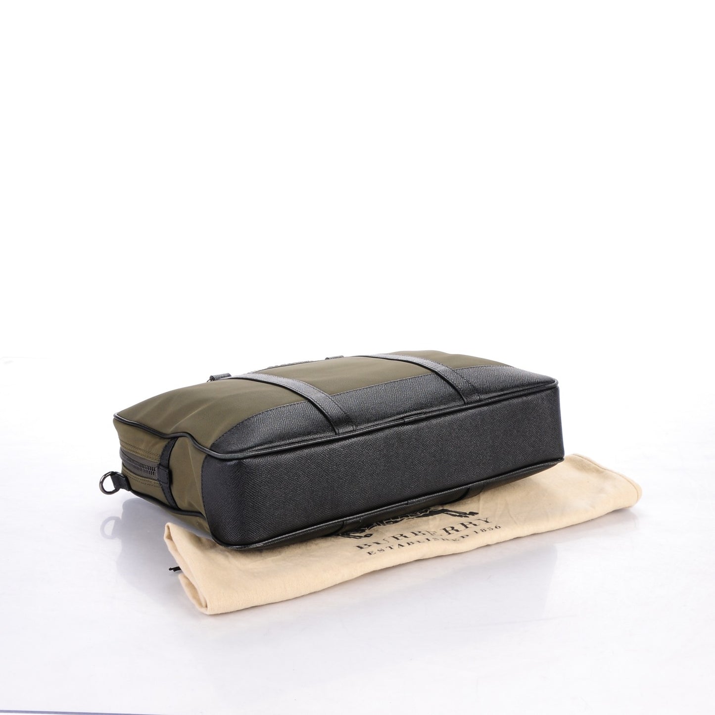Calfskin Nylon-Canvas Briefcase Green